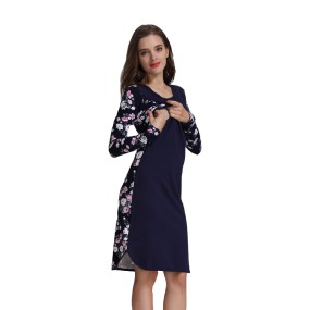 Autumn Winter Maternity Dress Factory - Custom Floral Sleeve Stretch Cotton Dress