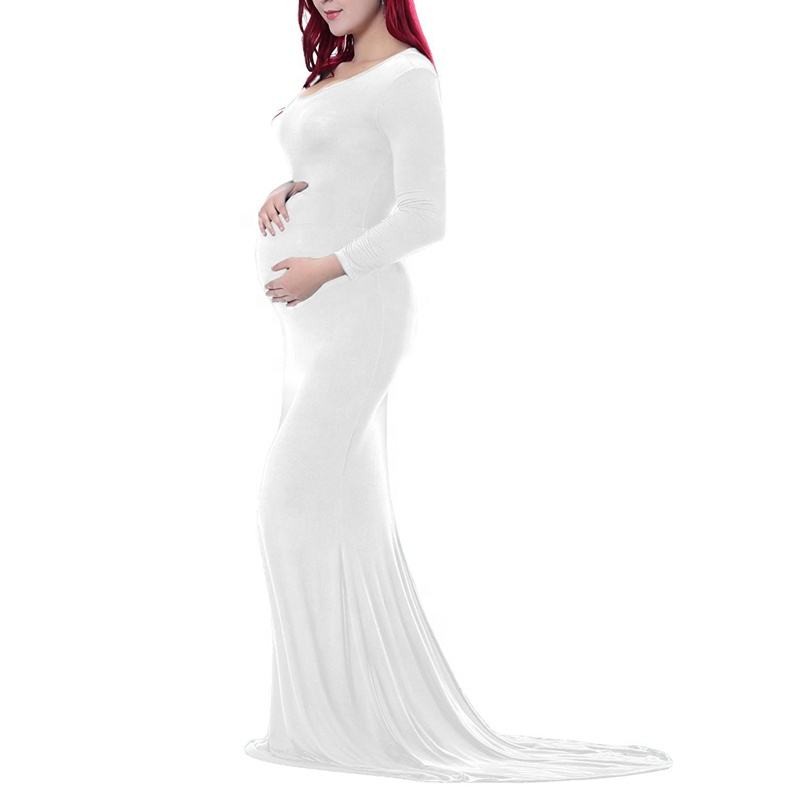 Maternity Maxi Dress Manufacturer - Pretty Style Soft Round Neck Trailing Dress