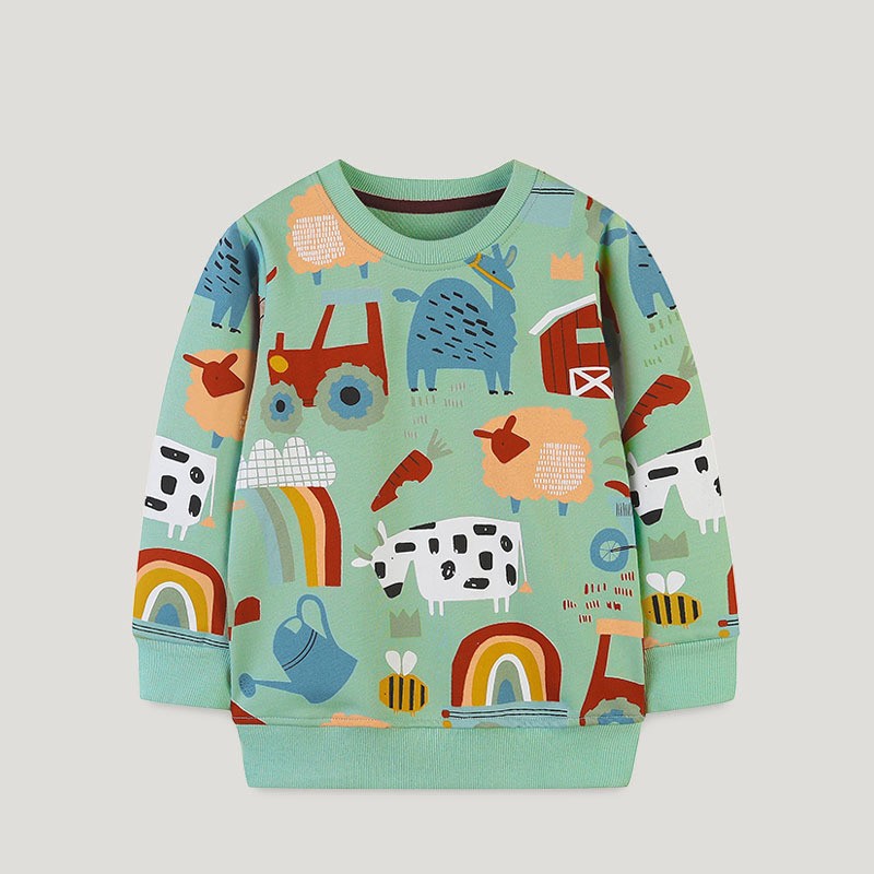 Christmas Sweaters Supplier - Long Sleeve Xmas Cartoon Print 100% Cotton Pullover