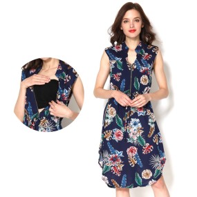 Summer Maternity Dress Factory - Sleeveless Floral Rayon Breastfeeding Dress