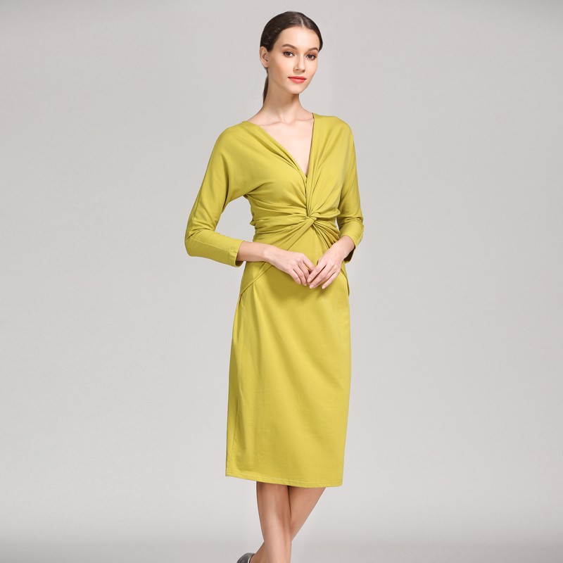 Spring Autumn Maternity Dress Manufacturer - Three Quarter Sleeve V-neck Breastfeeding Dress