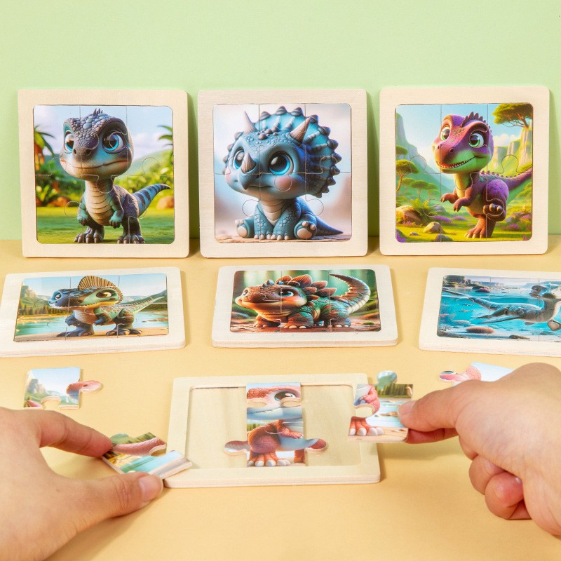 Wooden Puzzle Supplier - 6-Piece Animal Dinosaur Theme Toy