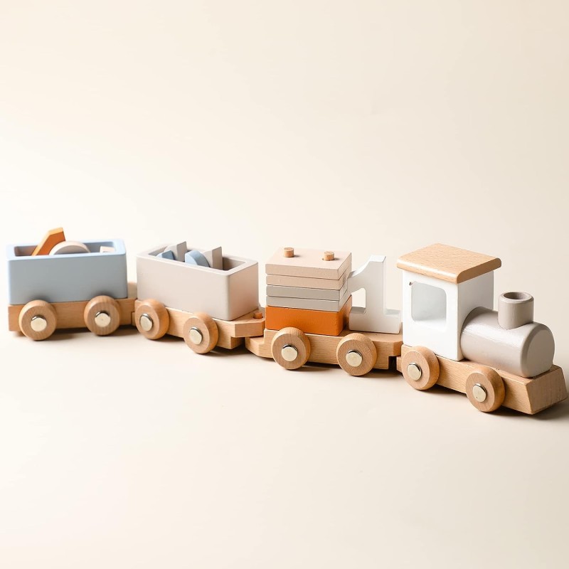 Wooden Train Set Factory - Personalized Numbers Blocks Train Toy