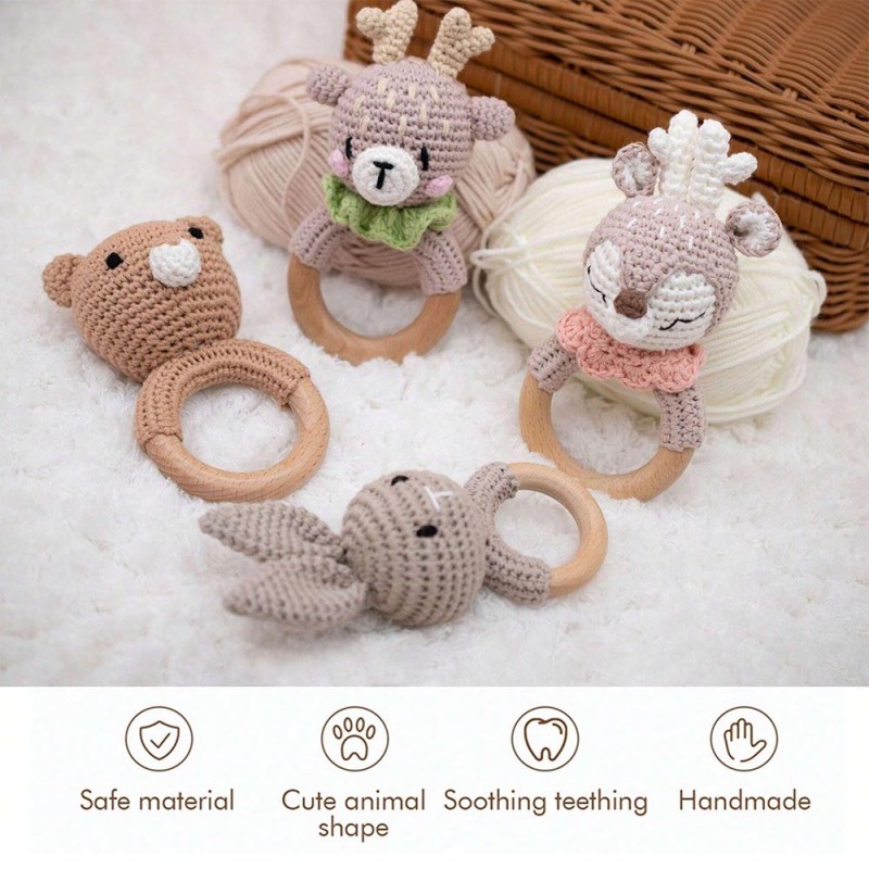 Crochet Rattles Factory - Handmade Teddy Bear Teething Soothing