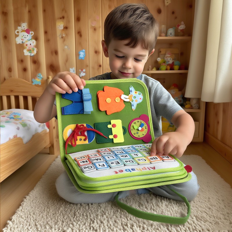 Busy Book Factory - 8 Pages Sensory Early Education Motor Skills