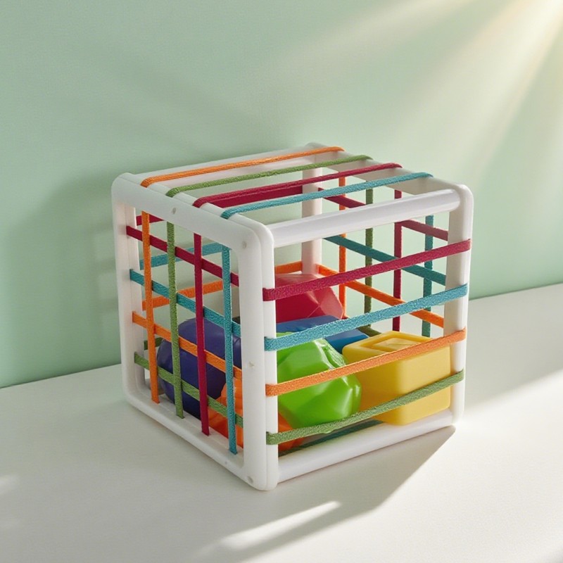 Shape Sorting Toy Factory - Sensory Elastic Bands Colorful Cube