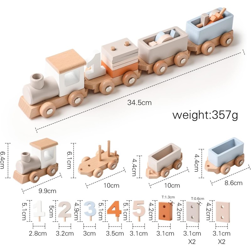 Wooden Train Set Factory - Personalized Numbers Blocks Train Toy