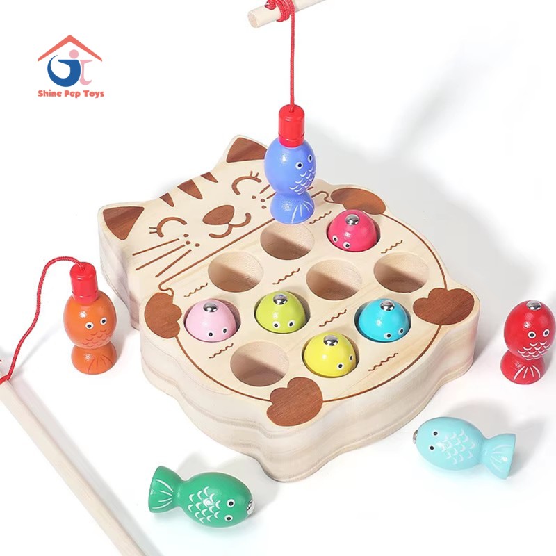 Fishing Game Factory - Wooden Kitten Focus Training Baby Toy