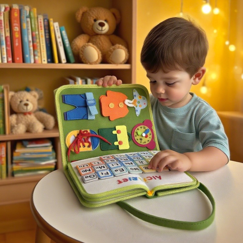 Busy Book Factory - 8 Pages Sensory Early Education Motor Skills