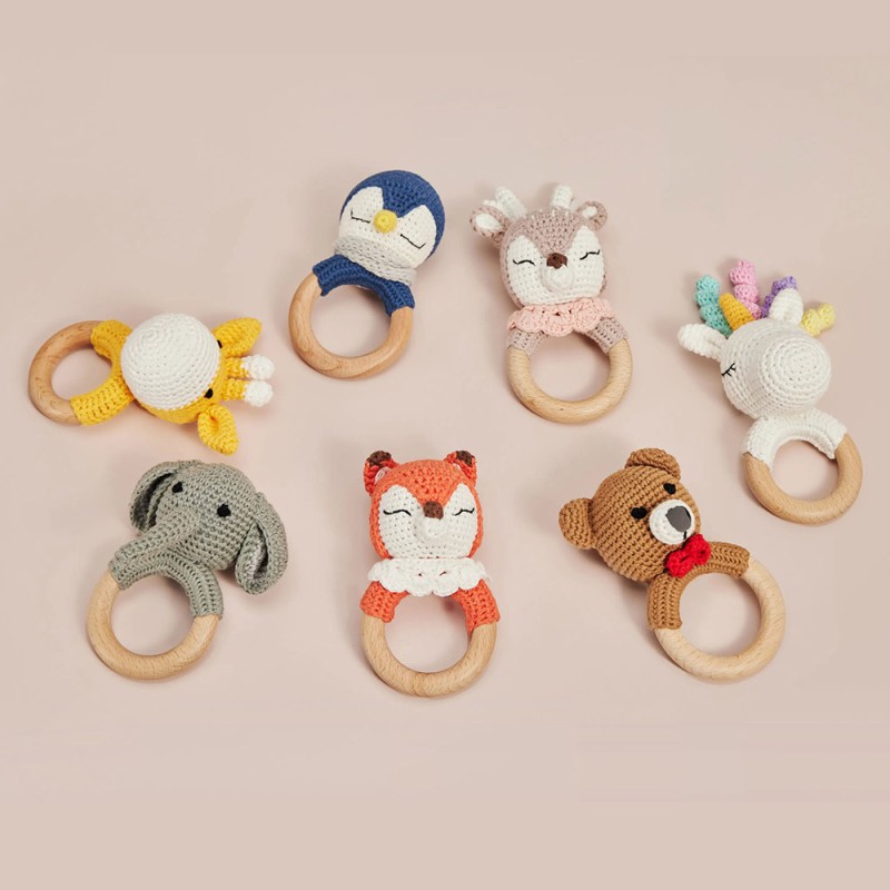 Rattle Musical Toy Supplier - Soft Wood Plush Crochet Gift Set