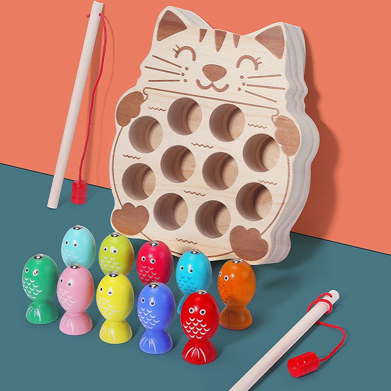 Fishing Game Factory - Wooden Kitten Focus Training Baby Toy