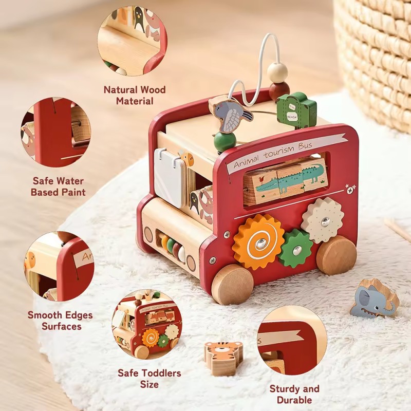 Wooden Toy Car Factory - Six-Sided Five-in-One Educational Car