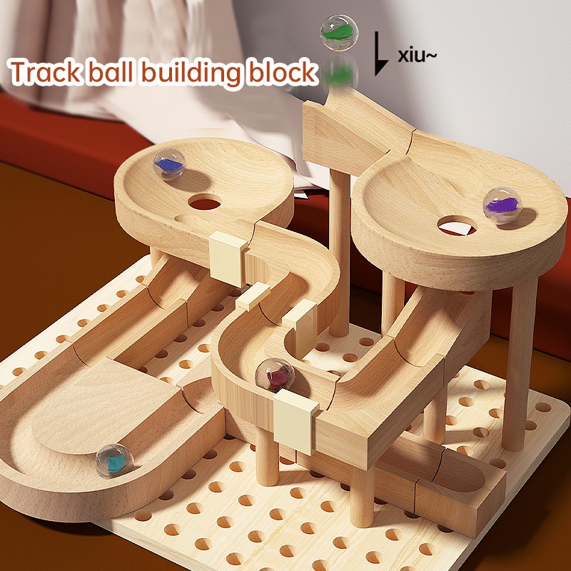 Train Toy Factory - Wooden Track Set DIY Railway Game