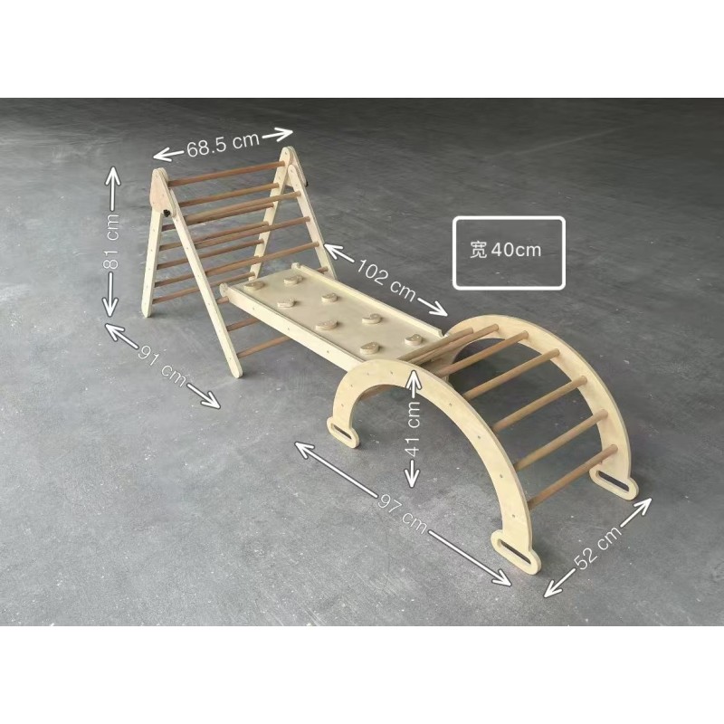 Climbing Frame Factory - 3-in-1 Solid Wood Triangular Sensory