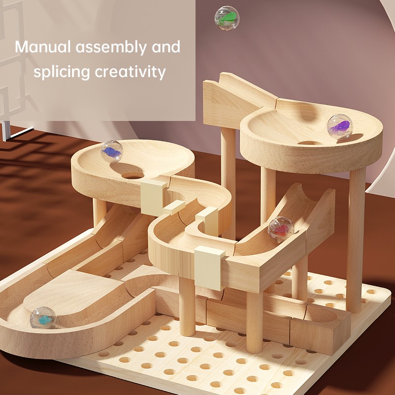 Train Toy Factory - Wooden Track Set DIY Railway Game