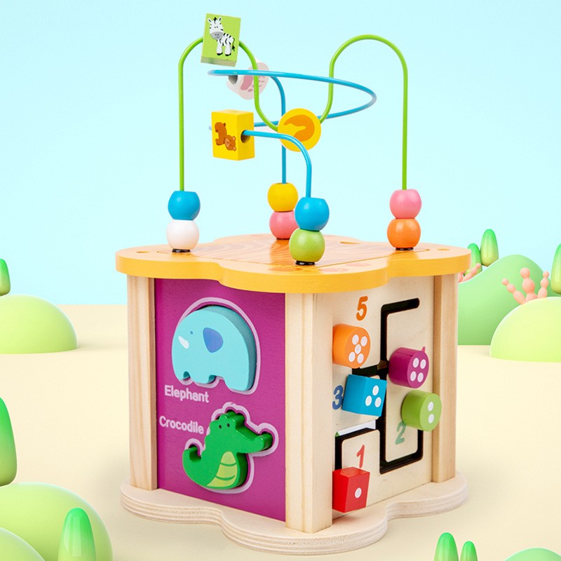 Beaded String Toy Factory - Mini Wooden Cartoon Color Recognition