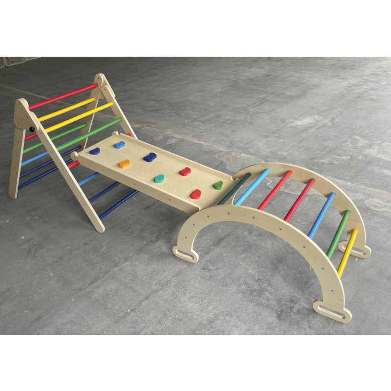 Climbing Frame Factory - 3-in-1 Solid Wood Triangular Sensory