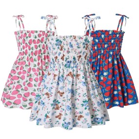 Girls Summer Dress Supplier - Halter Neck Cold Shoulder Sleeveless Casual Sundress