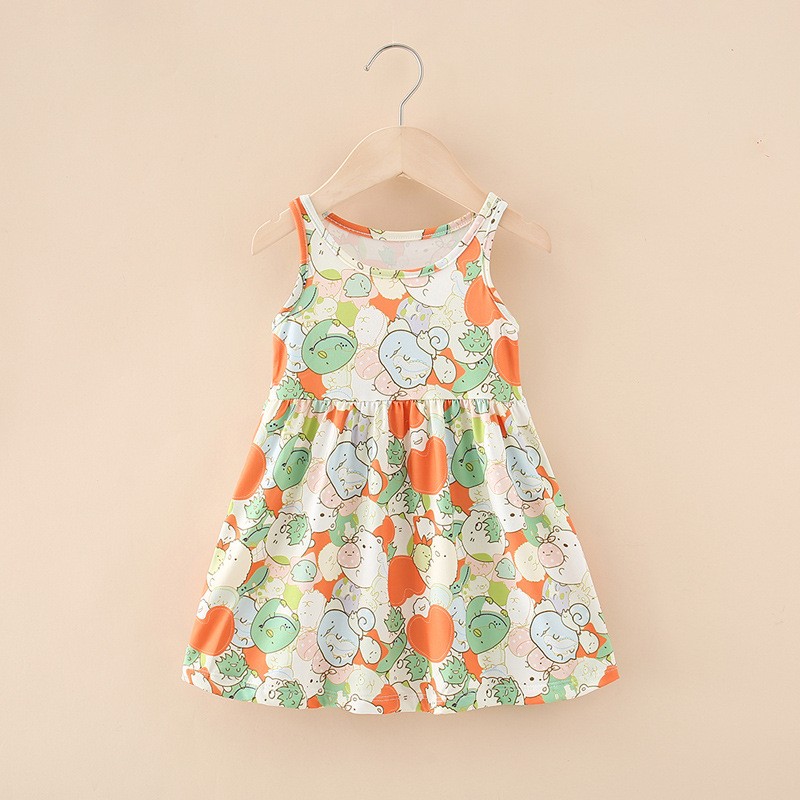 Girls Cotton Dress Factory - 1-7 Years Smocked Dress Sleeveless Summer Sundress Flower