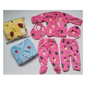 Custom Baby Clothes Supplier - 5 Pieces Layette Set Flannel Winter Clothes Gift Set