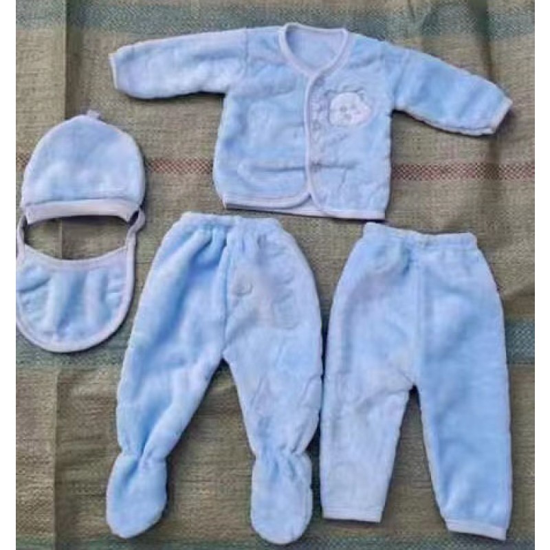 Newborn Clothes Factory - 5PCS 0-6M Flannel Clothes Casual Winter Tops Hat Pants