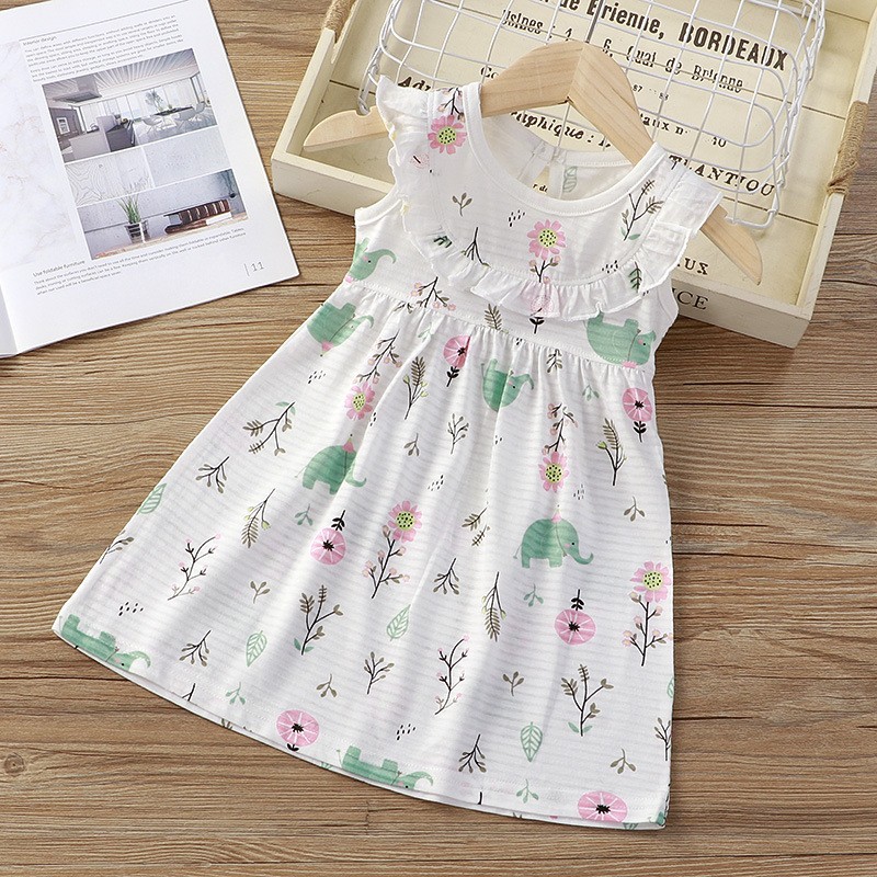 Toddler Girls Dresses Factory - 2024 Summer Ruffle Sleeve a Line Korean Dress