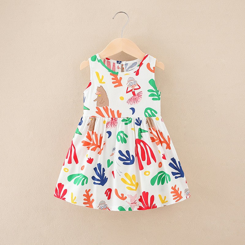 Baby Girls Dress Manufacturer - Simple Joys Sleeveless Cartoon Little Girl Dress
