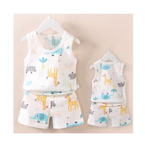 Baby Boys Clothes Supplier - 6M-4 Year Cute Print Tank Top and Shorts 2Pcs Vest Top