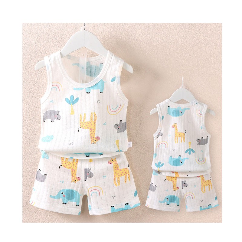 Baby Boys Clothes Supplier - 6M-4 Year Cute Print Tank Top and Shorts 2Pcs Vest Top