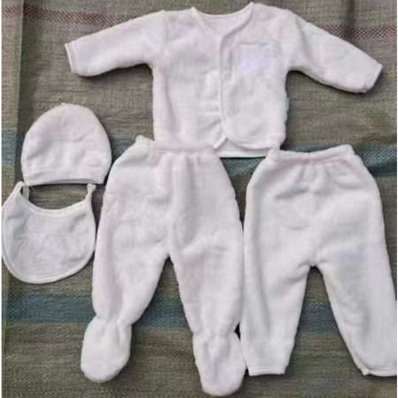 Newborn Clothes Factory - 5PCS 0-6M Flannel Clothes Casual Winter Tops Hat Pants
