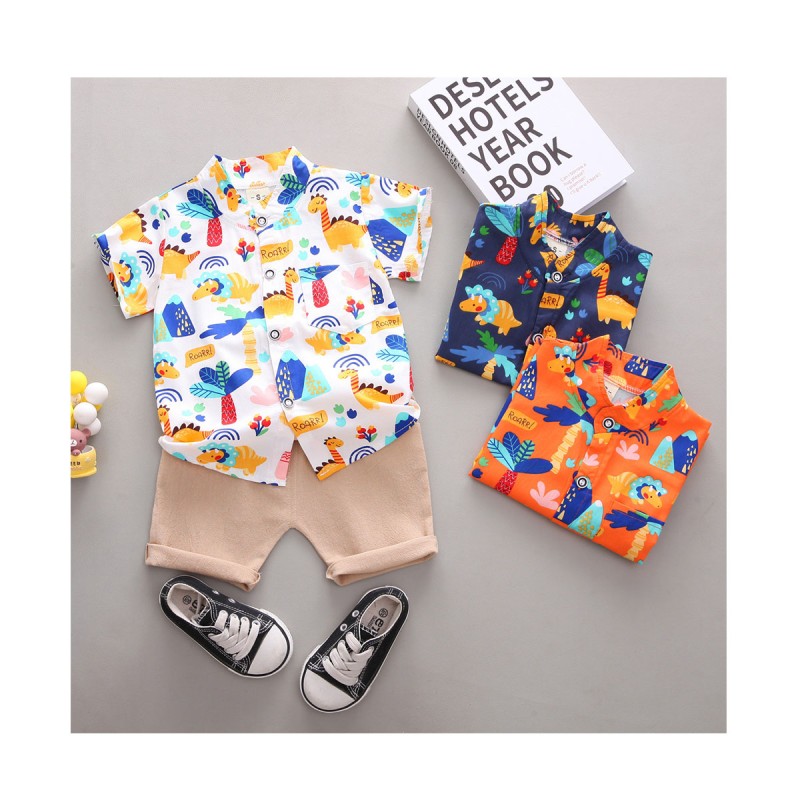 Baby Boy Summer Set Manufacturer - Short Sleeve Cartoon Print Shirt Tops Casual Shorts