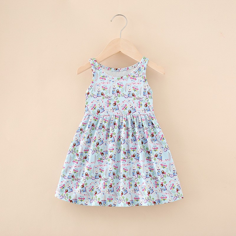 Girls Cotton Dress Factory - 1-7 Years Smocked Dress Sleeveless Summer Sundress Flower