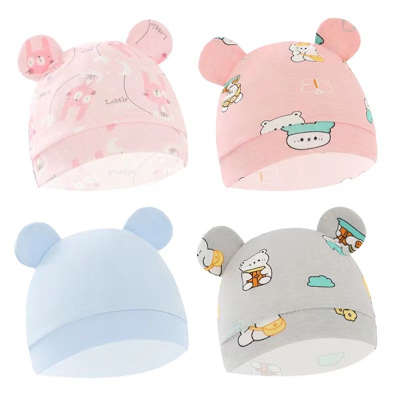 Newborn Hat Manufacturer - 0-3 Months 100% Cotton Bear Ears Infant Caps Beanie Caps