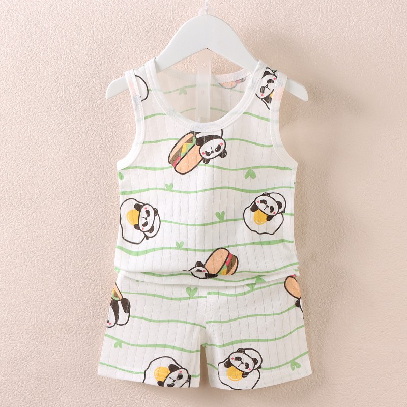 Baby Boys Clothes Supplier - 6M-4 Year Cute Print Tank Top and Shorts 2Pcs Vest Top