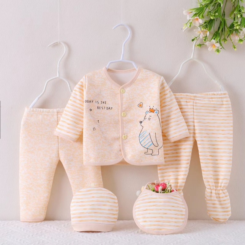 Newborn Clothes Manufacturer - 5PCS 0-12M Cotton Clothes Tops Hat Pants Suit Outfit