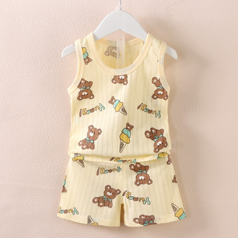Baby Boys Clothes Supplier - 6M-4 Year Cute Print Tank Top and Shorts 2Pcs Vest Top