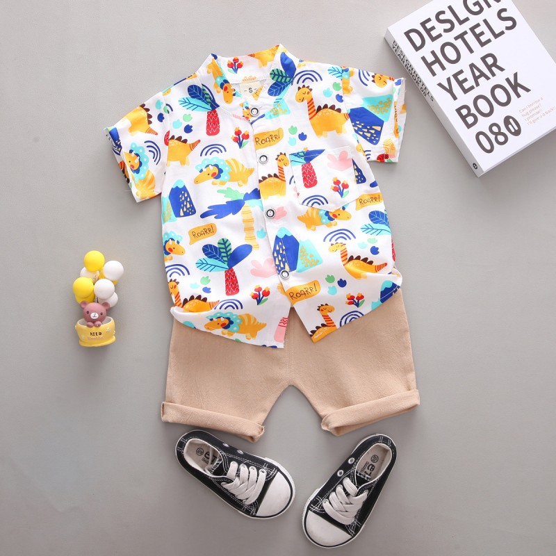 Baby Boy Summer Set Manufacturer - Short Sleeve Cartoon Print Shirt Tops Casual Shorts