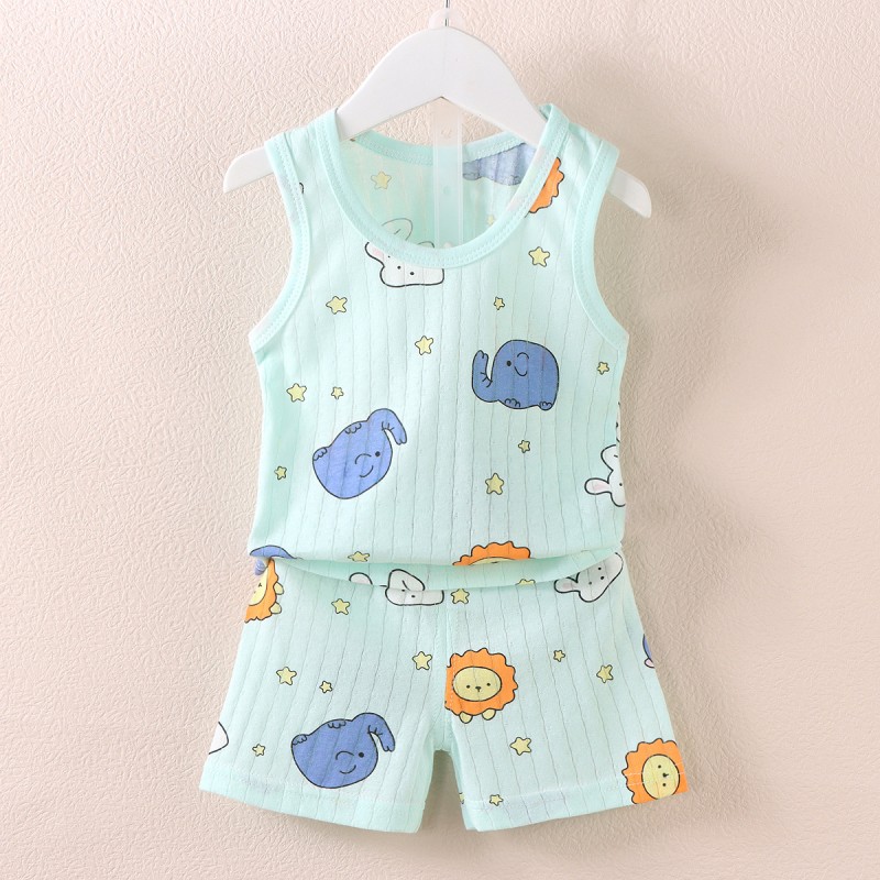 Baby Boys Clothes Supplier - 6M-4 Year Cute Print Tank Top and Shorts 2Pcs Vest Top