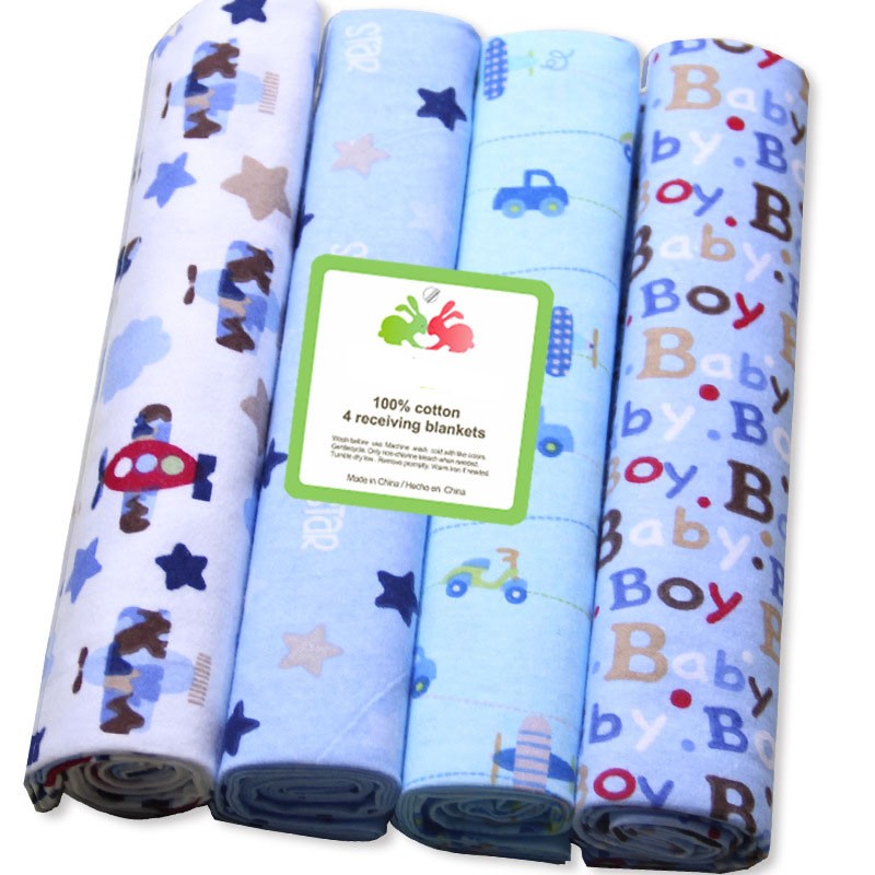 Muslin Swaddle Blankets Factory - 4 Pack Organic Cotton Flannel Receiving Blanket Set