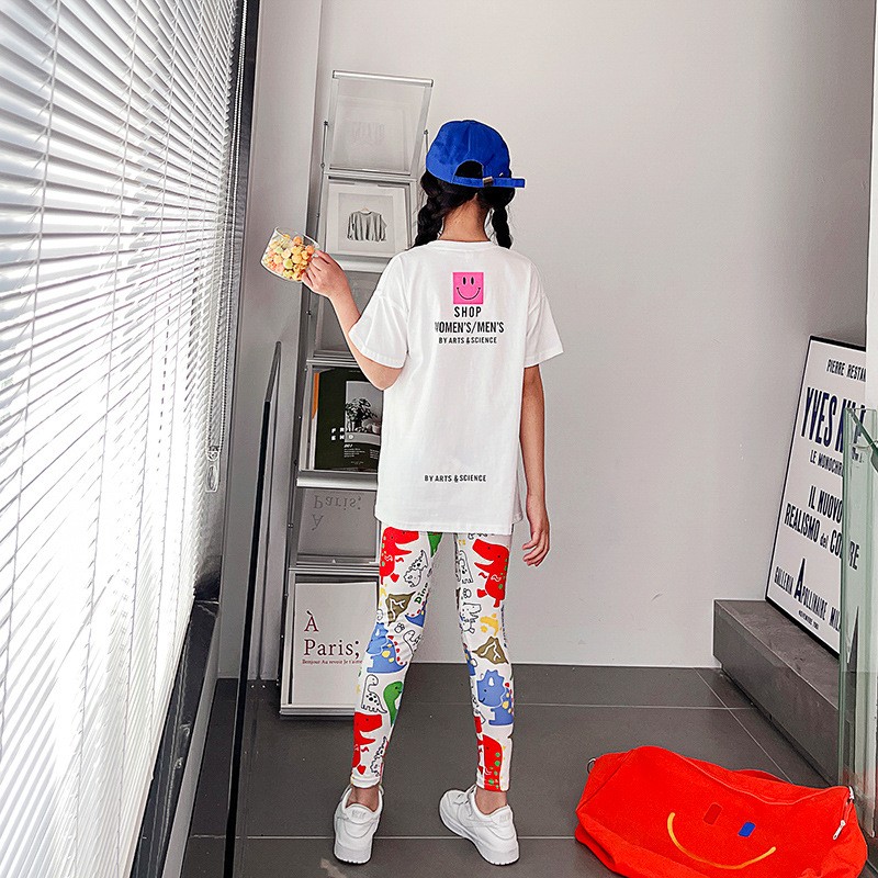 Baby Girl Leggings Factory - 3-12 Years Stretch Pants Cartoon Printed Summer Pants