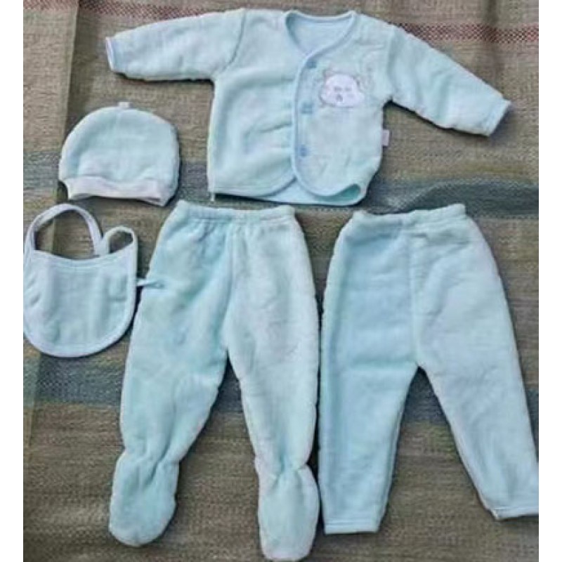 Newborn Clothes Factory - 5PCS 0-6M Flannel Clothes Casual Winter Tops Hat Pants