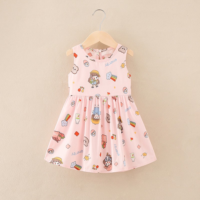 Baby Girls Dress Manufacturer - Simple Joys Sleeveless Cartoon Little Girl Dress