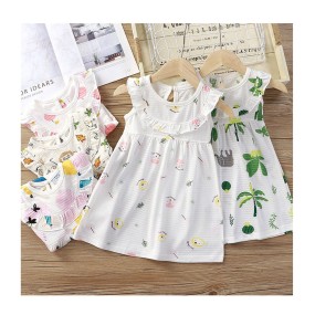 Toddler Girls Dresses Factory - 2024 Summer Ruffle Sleeve a Line Korean Dress