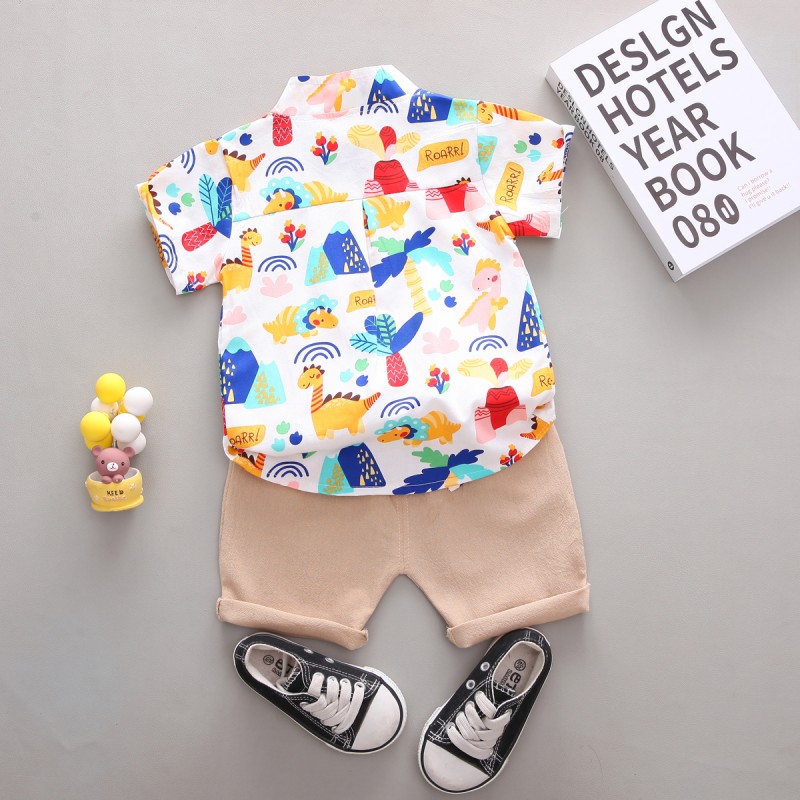 Baby Boy Summer Set Manufacturer - Short Sleeve Cartoon Print Shirt Tops Casual Shorts