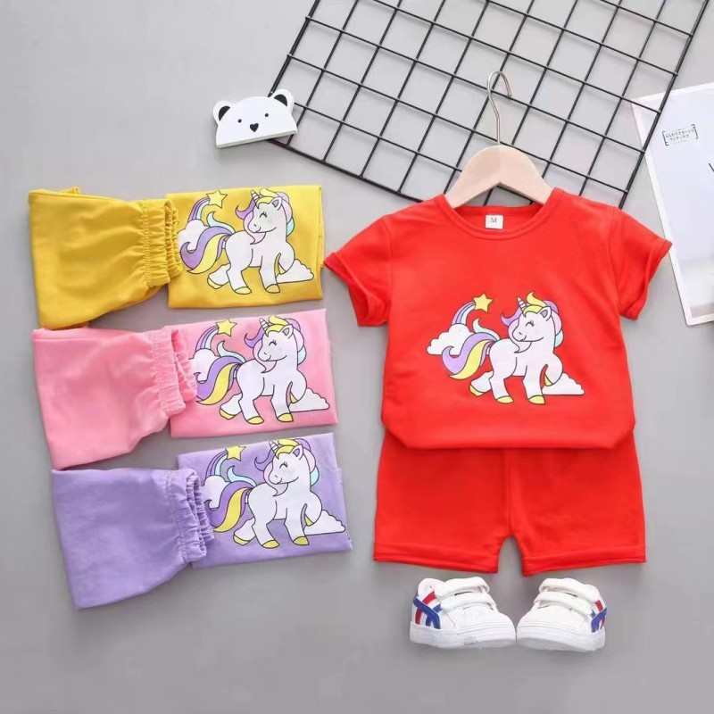 Toddler Kids Two Piece Factory - Summer Sets Baby Girl Styles T-Shirt Tops Shorts