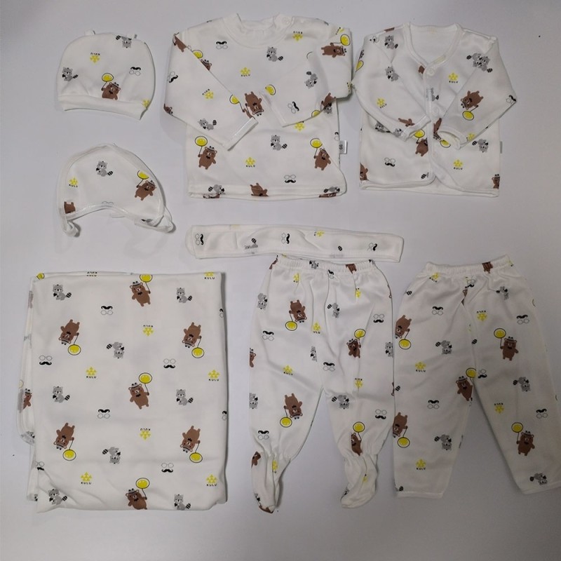 Baby Boy Clothes Supplier - 8-Piece Long Sleeve Romper Pants+Hat+Bibs Fall Winter