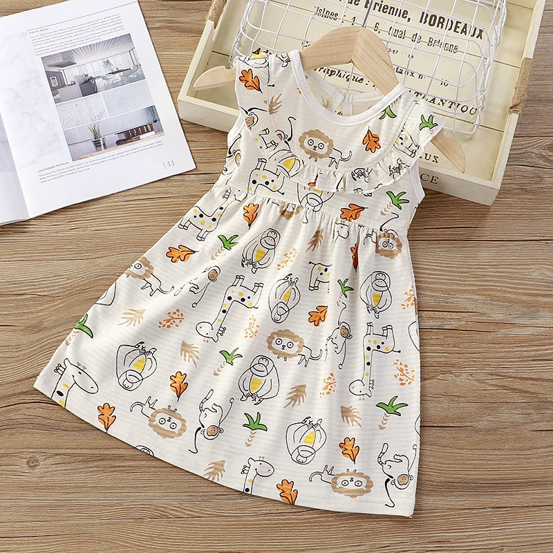 Toddler Girls Dresses Factory - 2024 Summer Ruffle Sleeve a Line Korean Dress