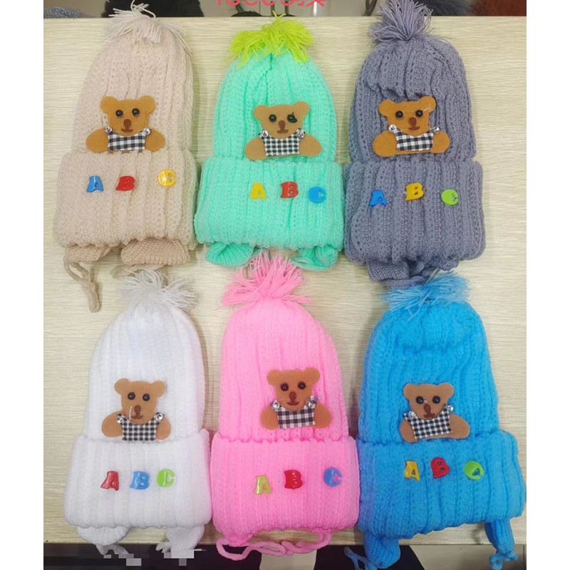 Baby Girl Caps Manufacturer - Pure White Knit Kids Hat With Earflap Winter Toddler Beanie