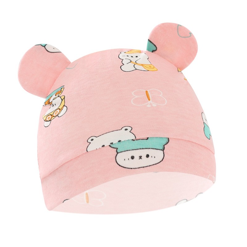 Newborn Hat Manufacturer - 0-3 Months 100% Cotton Bear Ears Infant Caps Beanie Caps