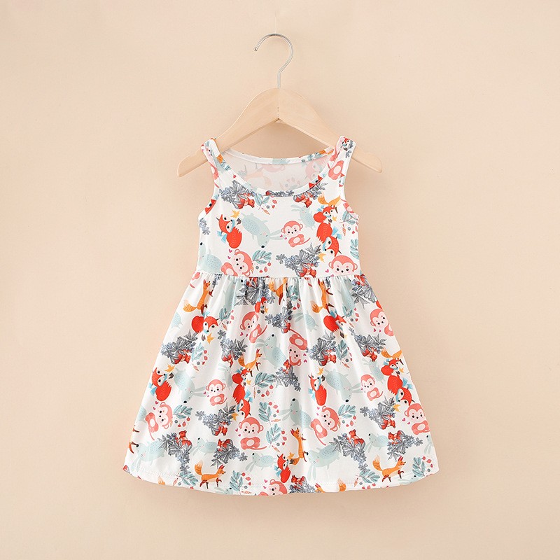 Girls Cotton Dress Factory - 1-7 Years Smocked Dress Sleeveless Summer Sundress Flower